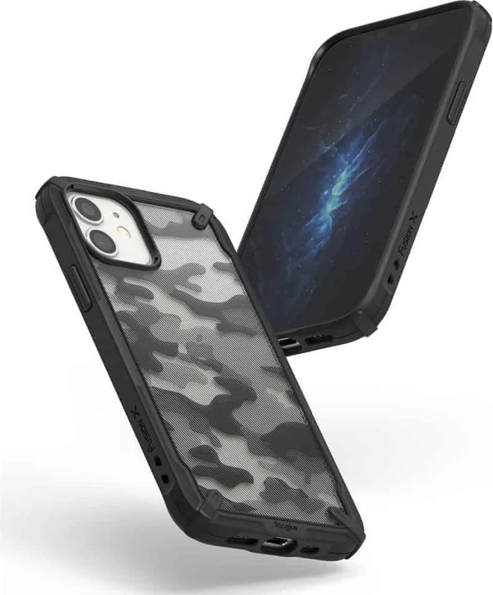 Ringke Fusion X Camo TPU Hoesje iPhone 12 Mini - 6265 - Zwart