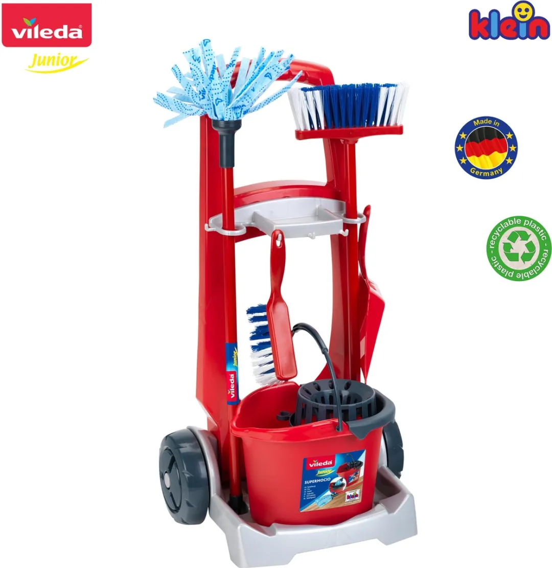 Klein Toys Vileda Schoonmaaktrolley - Rood/Blauw