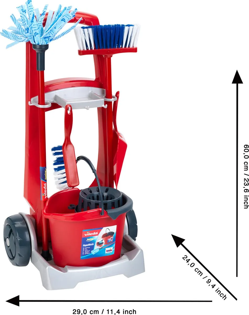 Klein Toys Vileda Schoonmaaktrolley - Rood/Blauw