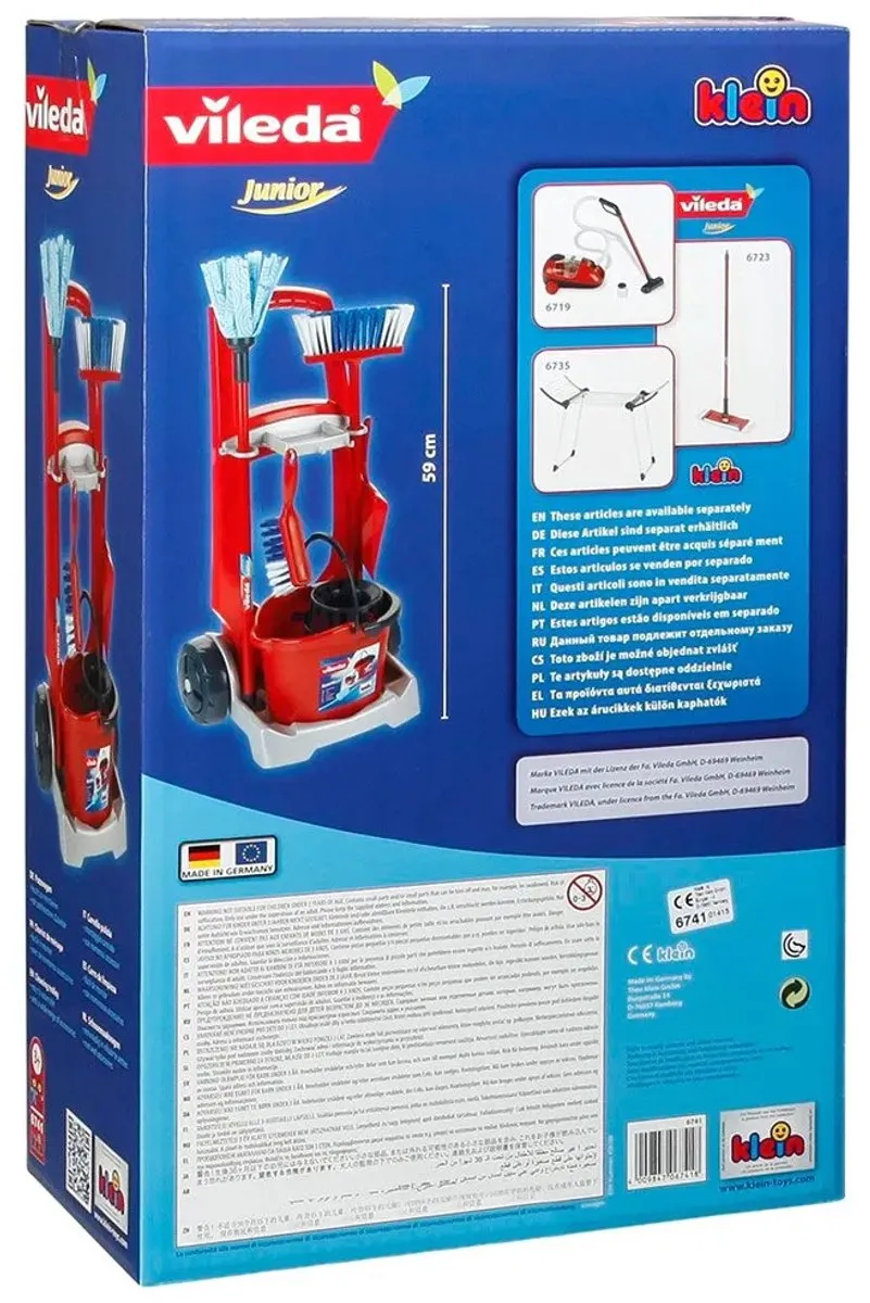 Klein Toys Vileda Schoonmaaktrolley - Rood/Blauw