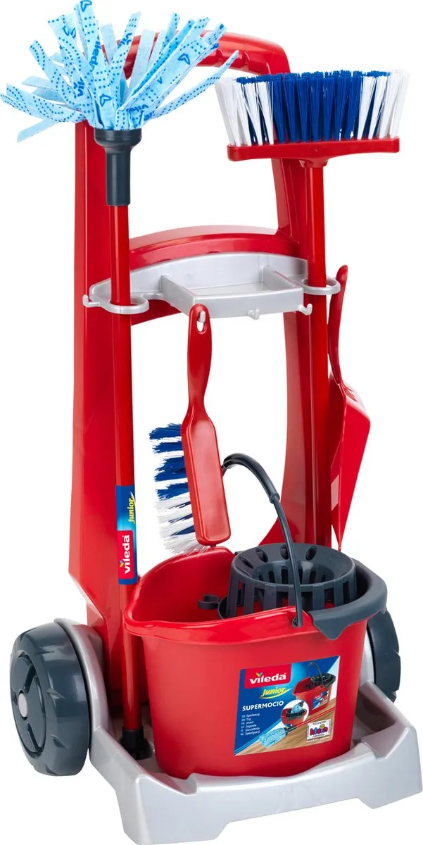 Klein Toys Vileda Schoonmaaktrolley - Rood/Blauw