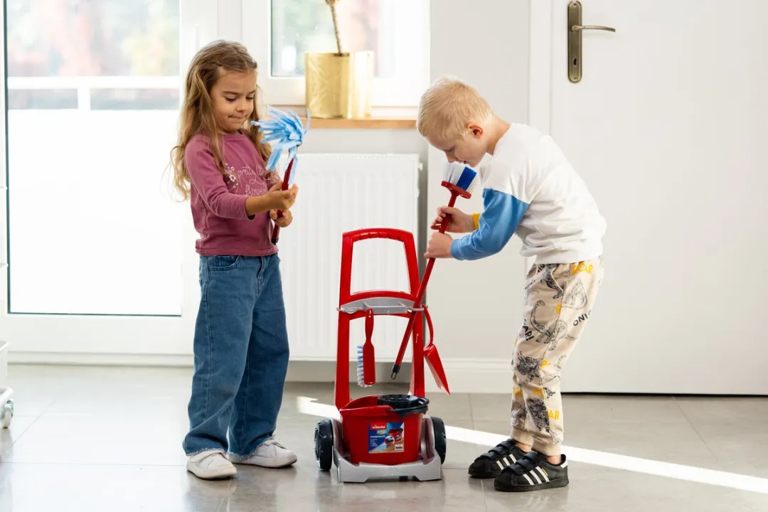 Klein Toys Vileda Schoonmaaktrolley - Rood/Blauw - afbeelding 6 van 6
