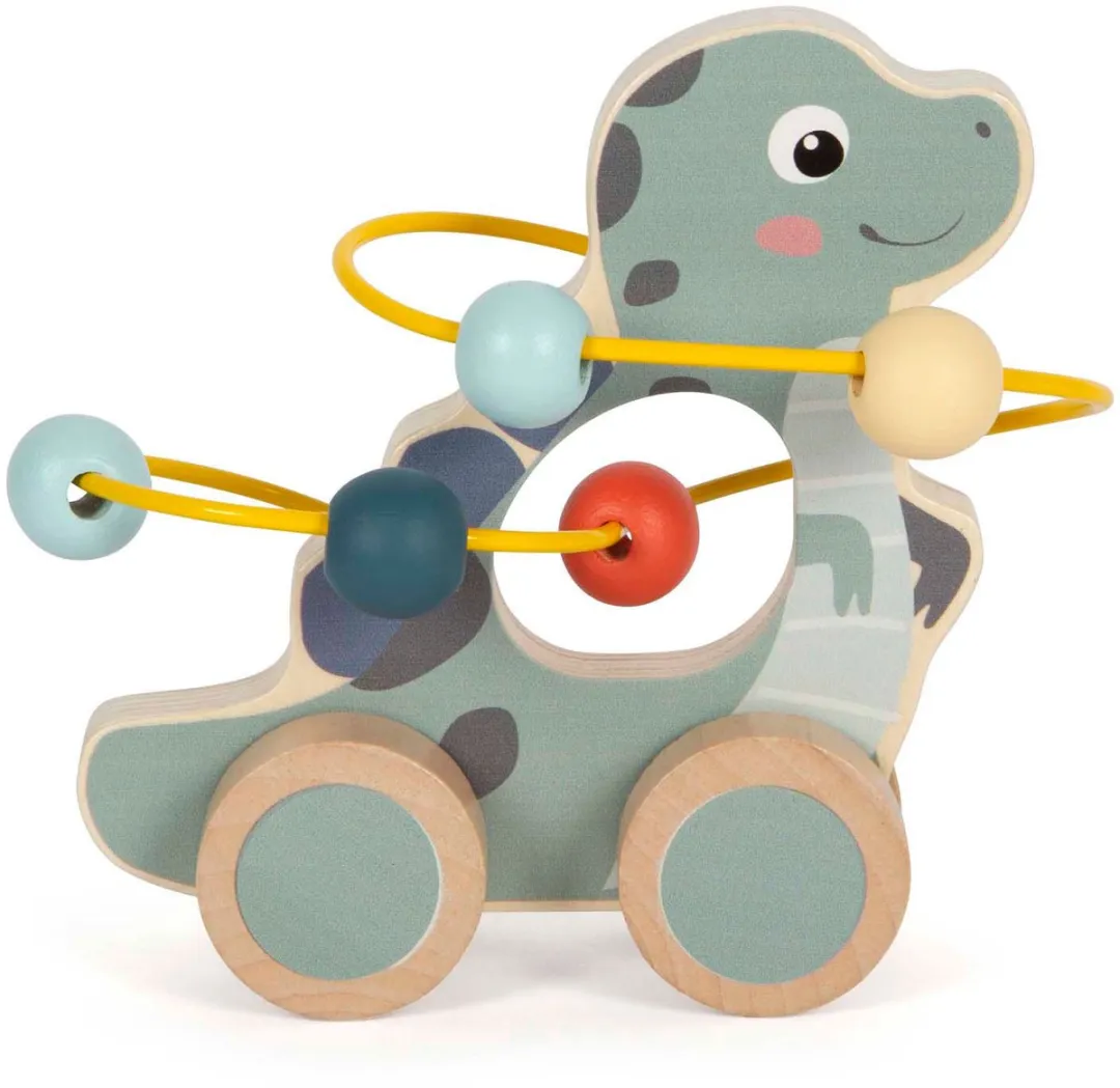 Small Foot Houten Duwfiguur Dino Motoriekspiraal - Multicolor