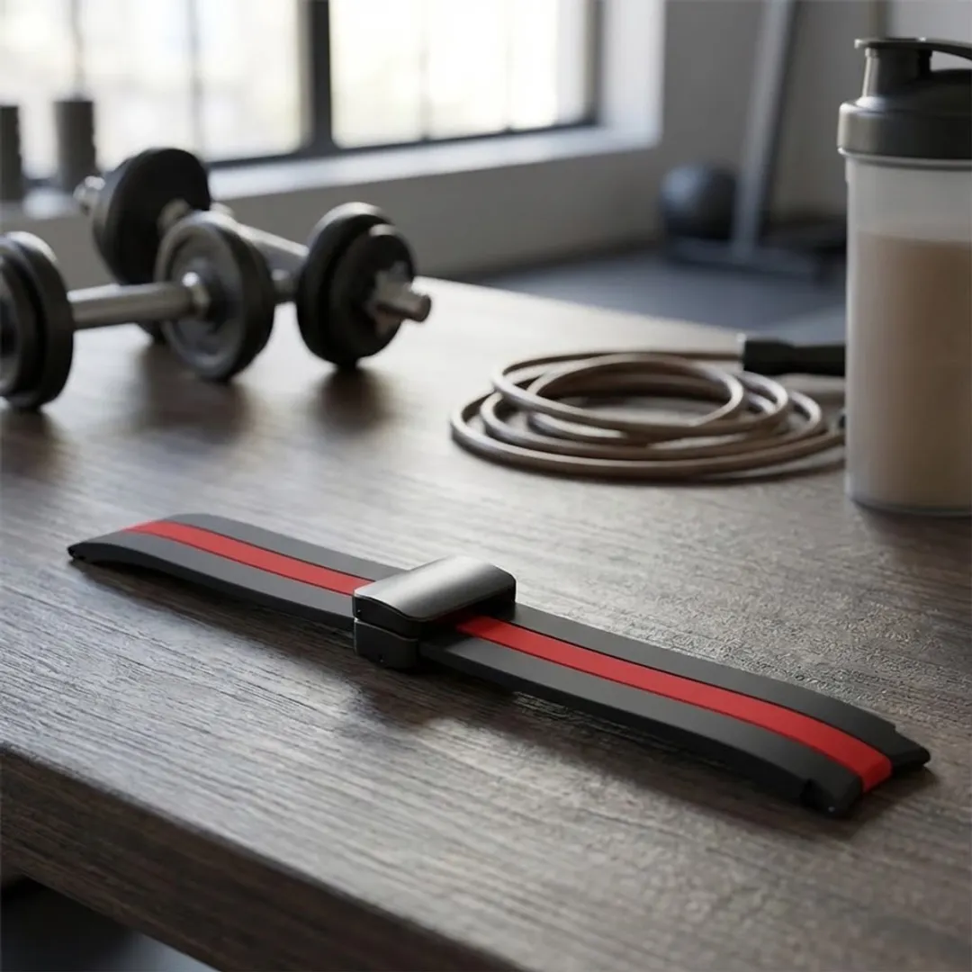 NUVEX Siliconen Horlogebandje 20mm - Zwart/Rood