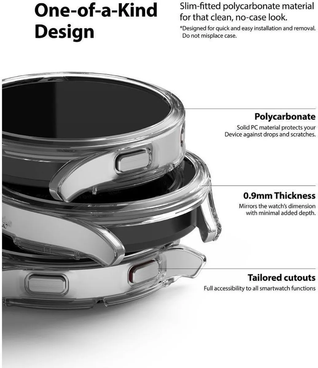 Ringke Slim Hoesje Samsung Galaxy Watch 4 44mm - 2 Stuks - Grijs Transparant