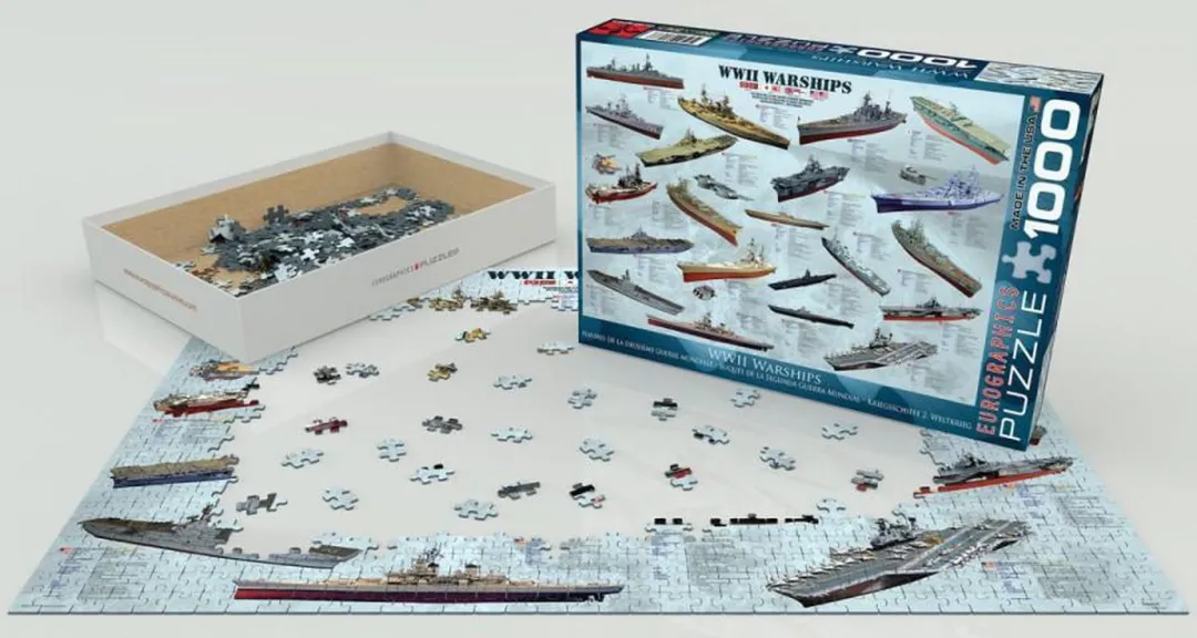 Eurographics Puzzel WW II Warships 1000 Stukjes - Multicolor
