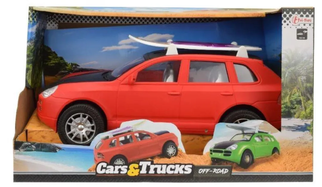 Toi-Toys Auto met Surfboard 31cm - Rood