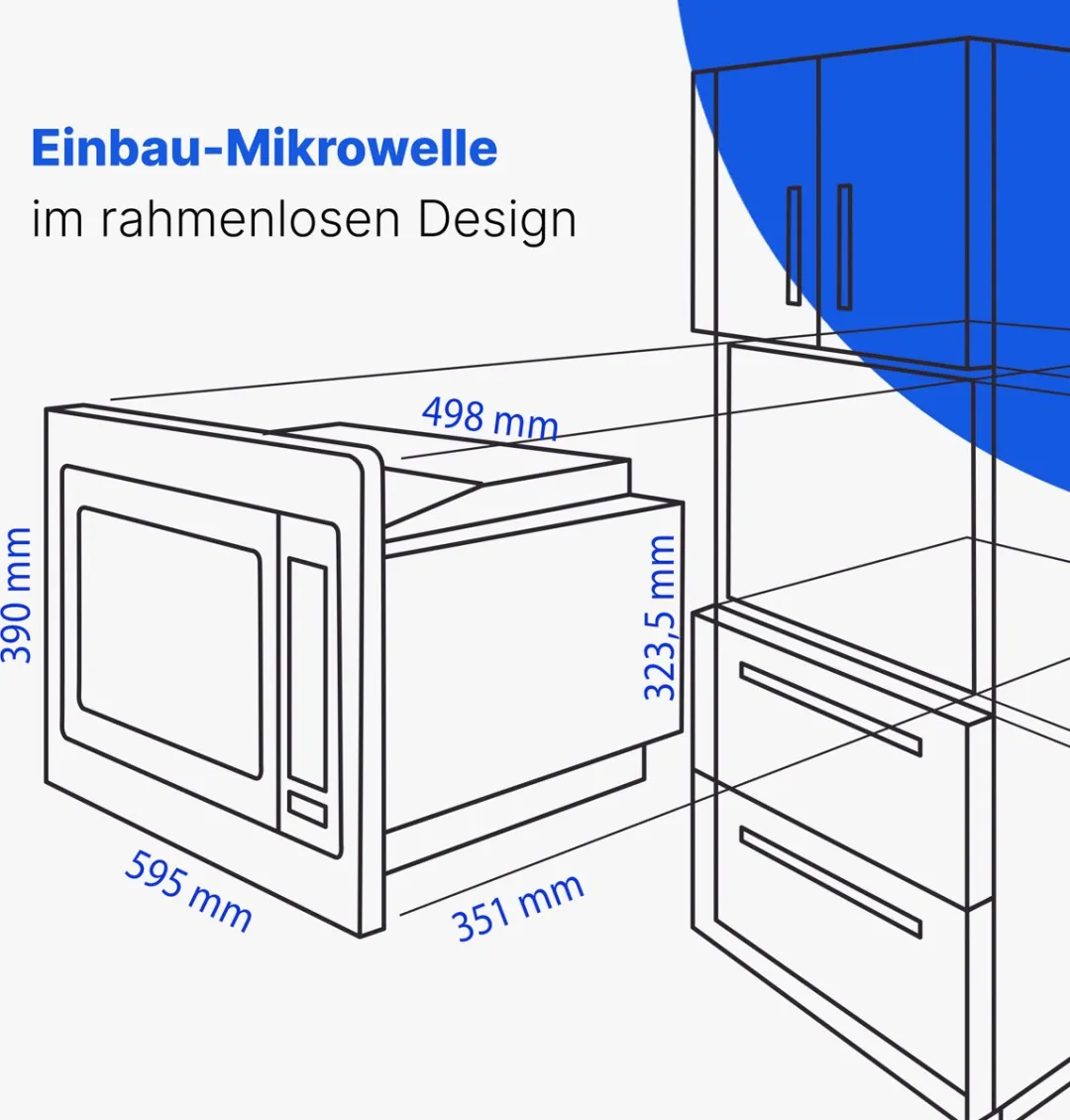 Bomann MWG 3001 H EB Inbouwmagnetron 25L - 900W - Zwart