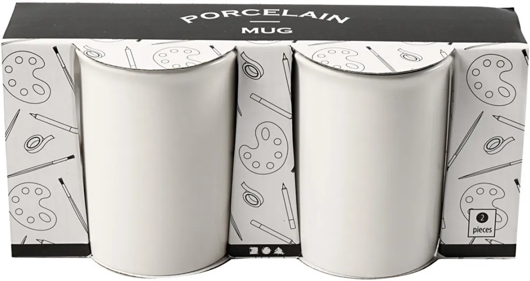 Creativ Company Porseleinen Mok - Wit - 2 Stuks