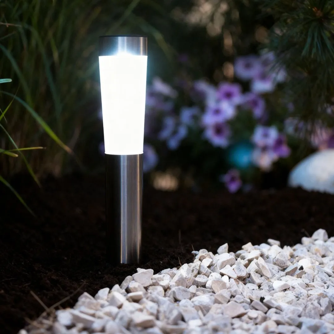 Grundig LED Grondspie Tuinverlichting Solar 2x1W - 7,5x56cm - Zilver