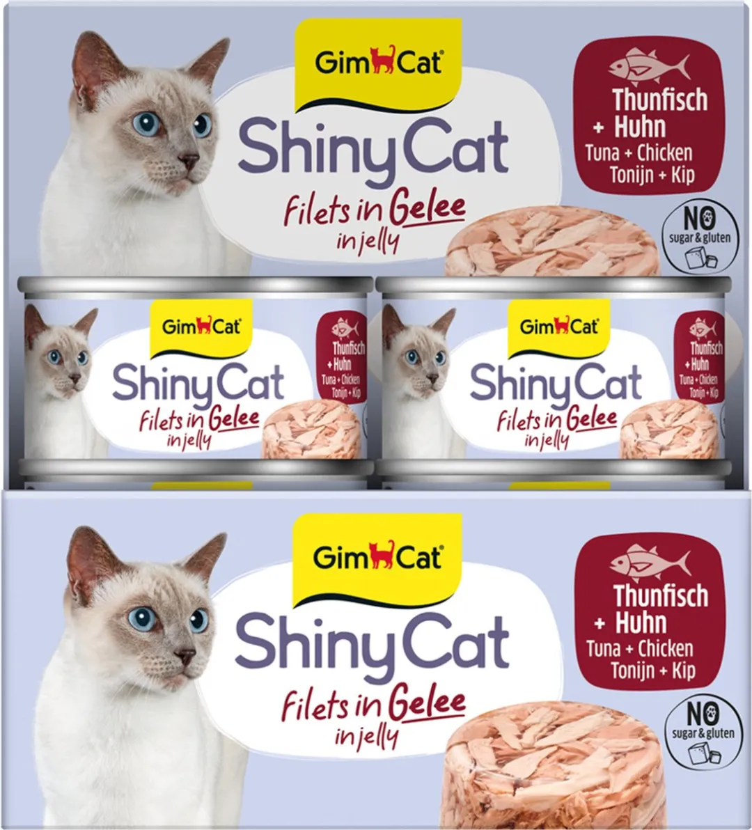 GimCat ShinyCat Filets in Jelly Tonijn + Kip - 24x70g