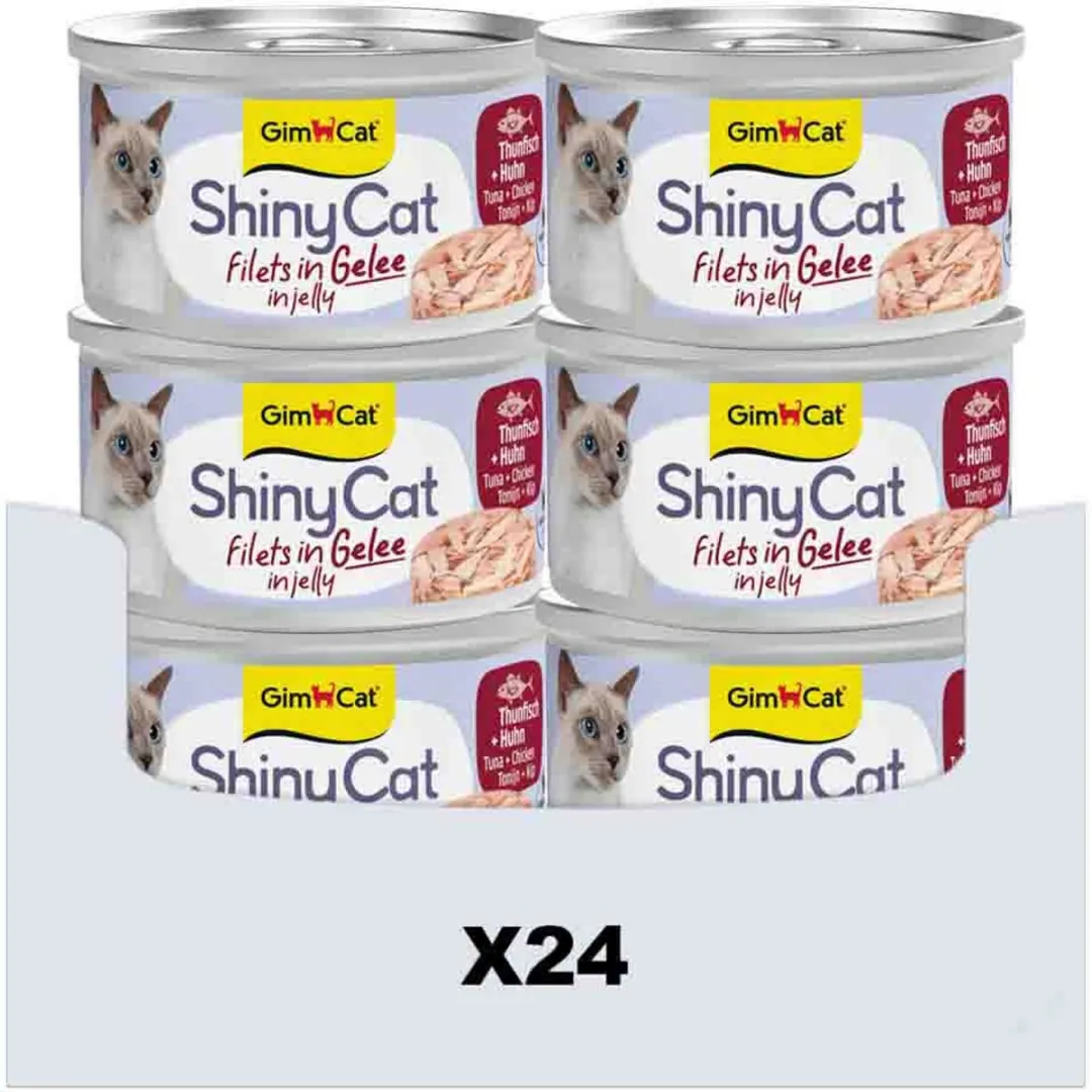 GimCat ShinyCat Filets in Jelly Tonijn + Kip - 24x70g
