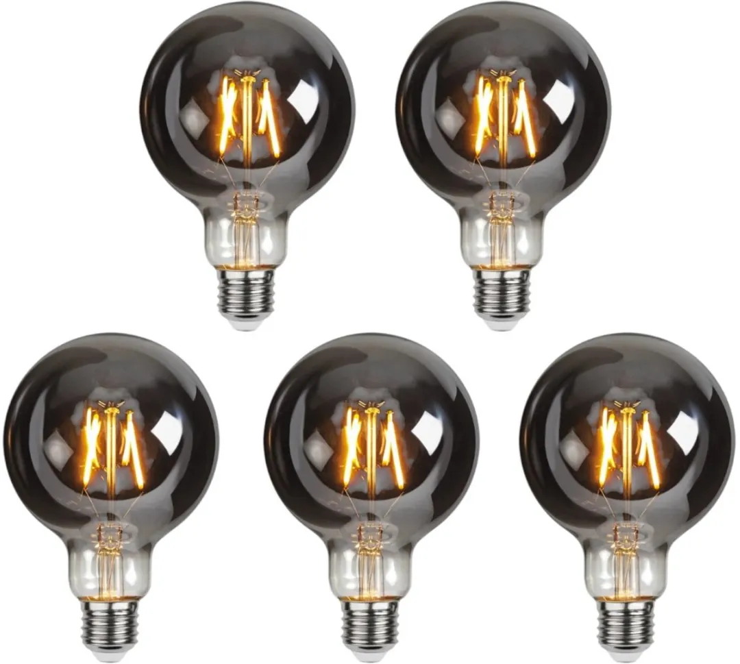 Star Trading G95 Globelamp E27 1.8W - 5 Stuks - Rookglas
