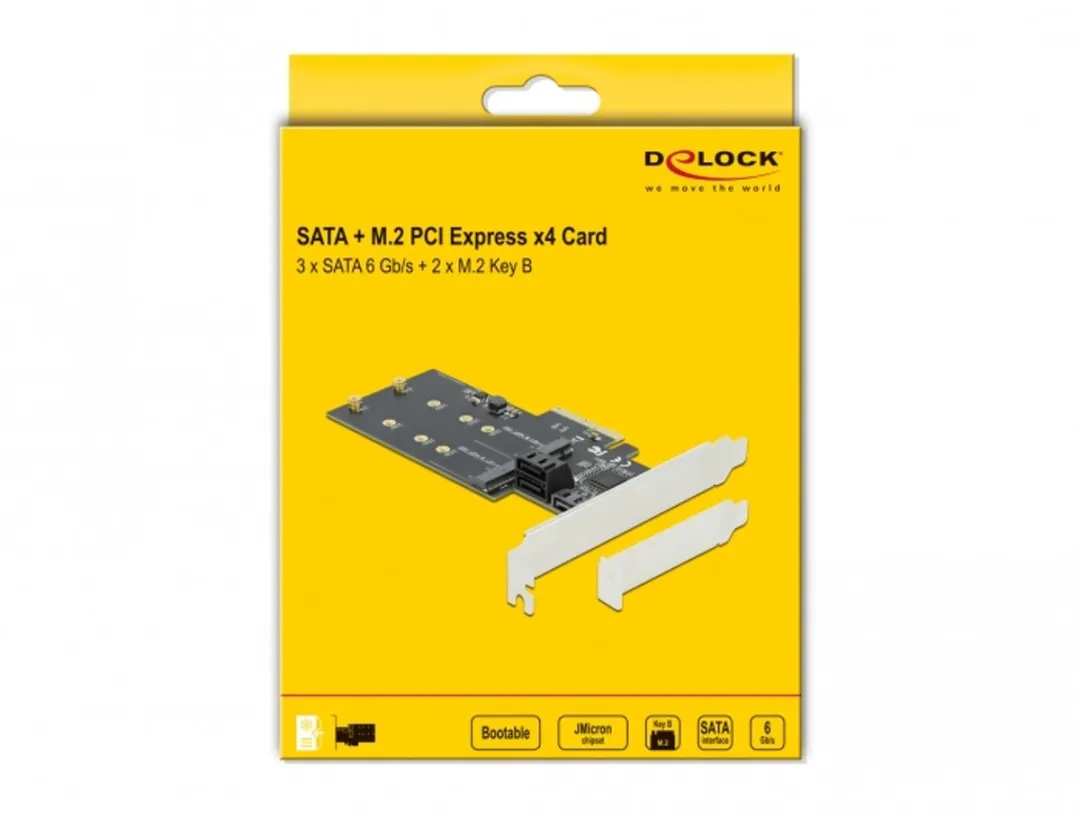 Delock 90499 PCIe Kaart 3x SATA 2x M.2 Key B - Low Profile