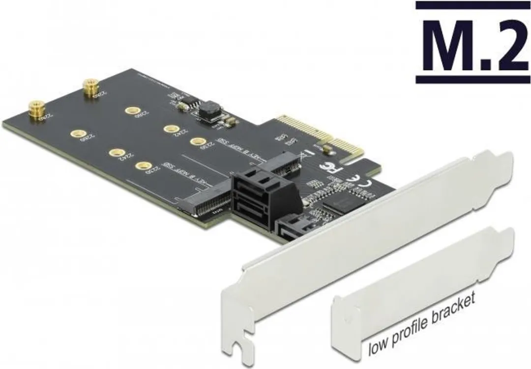 Delock 90499 PCIe Kaart 3x SATA 2x M.2 Key B - Low Profile - afbeelding 6 van 6