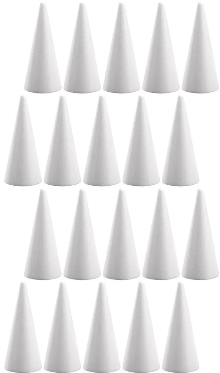 Rayher Hobby Piepschuim Kegels 20cm - 20 Stuks Wit