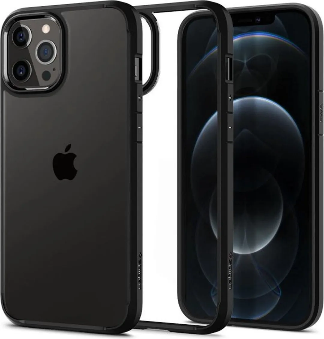 Spigen Crystal Hybrid iPhone 12 Pro Max Hoesje ACS01477 - Zwart/Transparant