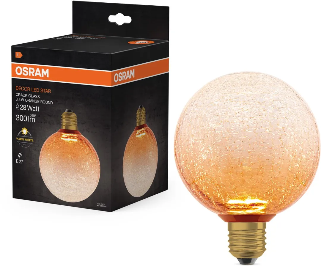 Osram Decor LED Lamp Cracked Glass - 3.5W 2700K Ø125cm - Mat oranje