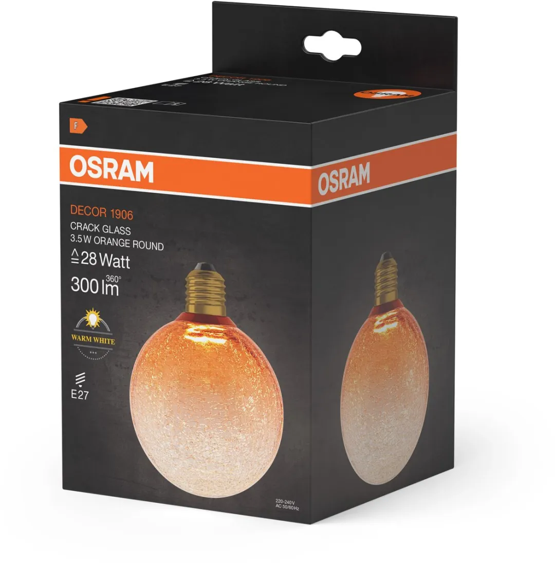 Osram Decor LED Lamp Cracked Glass - 3.5W 2700K Ø125cm - Mat oranje - afbeelding 6 van 6