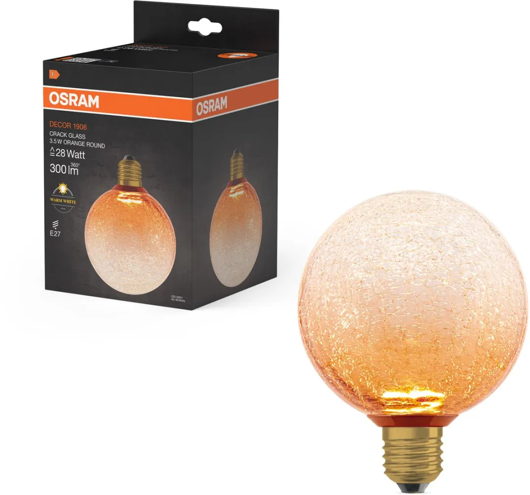 Osram Decor LED Lamp Cracked Glass - 3.5W 2700K Ø125cm - Mat oranje
