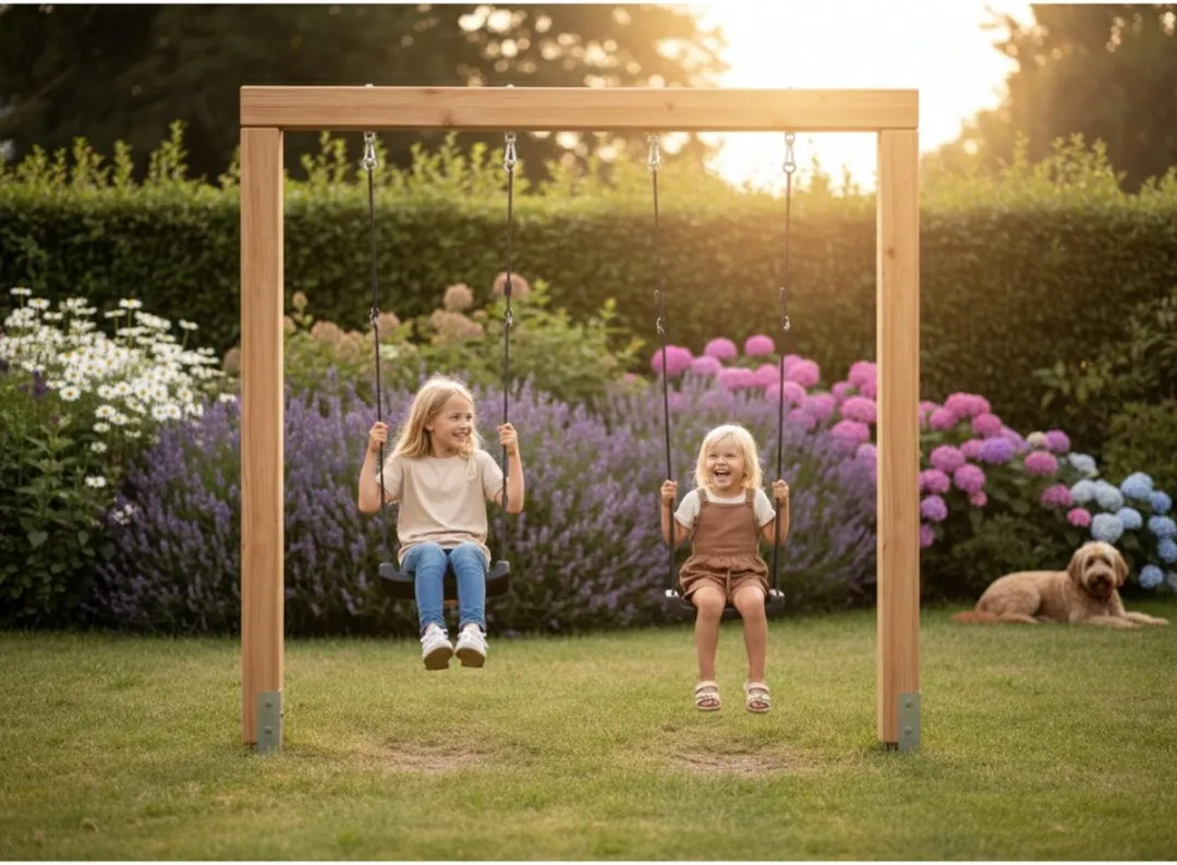 EXIT Linea Massiv 140 Dubbele Houten Schommel - Naturel