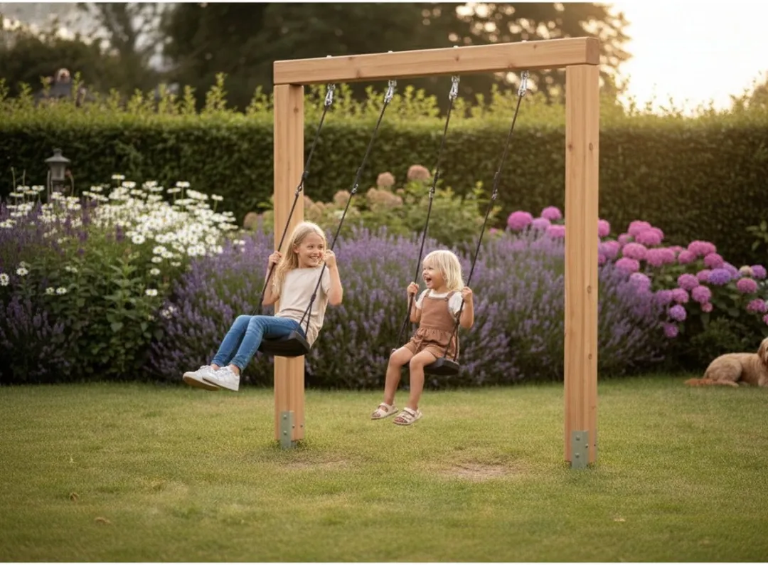 EXIT Linea Massiv 140 Dubbele Houten Schommel - Naturel - afbeelding 6 van 6