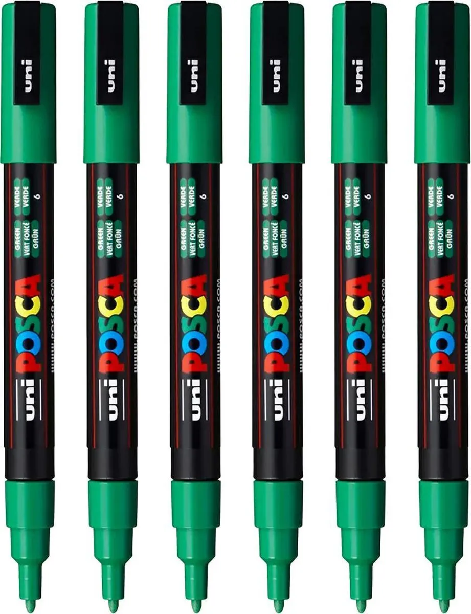Posca PCF-3M Verfstift Groen - 6 Stuks