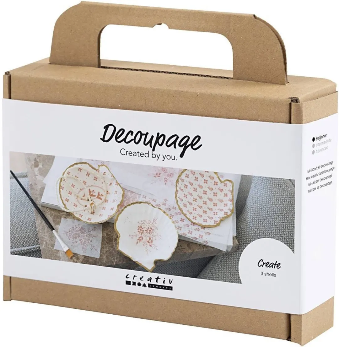 Creativ Company Mini Hobbyset Decoupage Mosselschelpen - 3 Stuks
