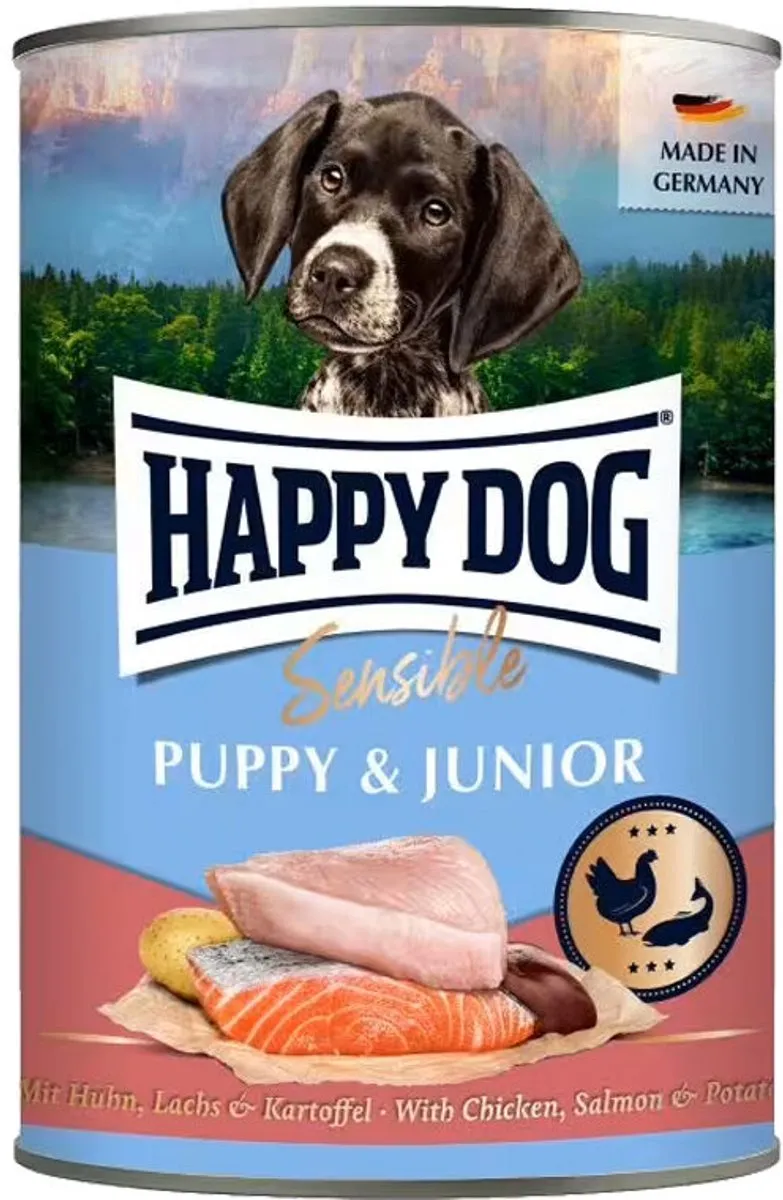 Happy Dog Sensible Puppy & Junior - 6x400g - Kip/Zalm/Aardappel