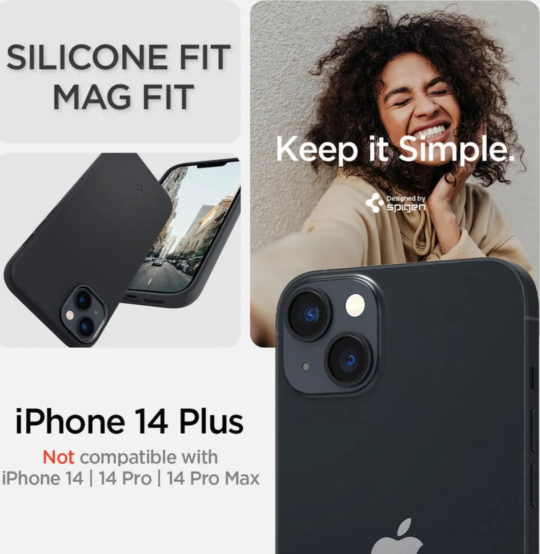 Spigen Silicone Fit MagSafe Hoesje iPhone 14 Plus - Zwart