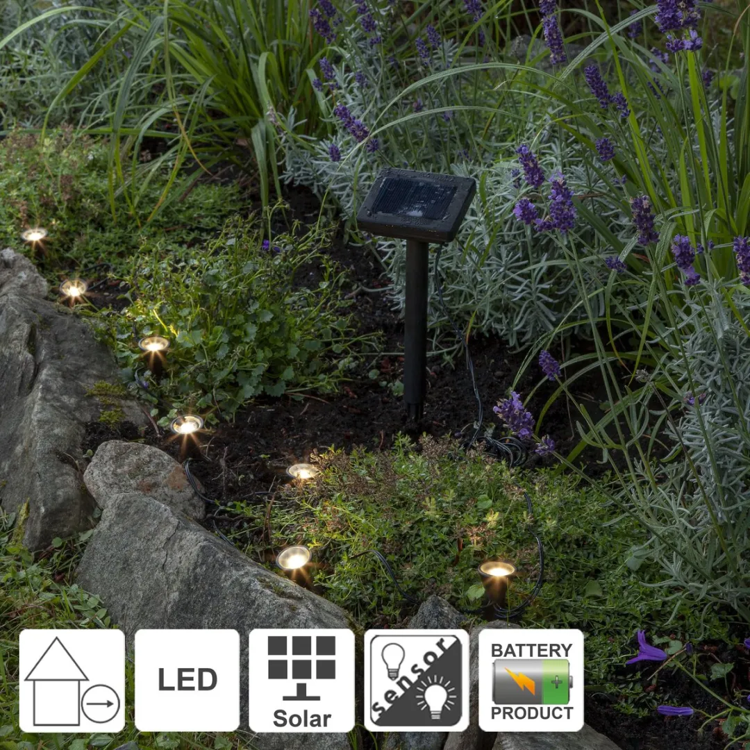Star Trading Solar Lichtslingers Mini Spot - 8 Stuks - Zwart - afbeelding 6 van 6