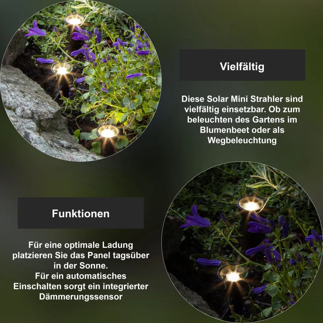 Star Trading Solar Lichtslingers Mini Spot - 8 Stuks - Zwart