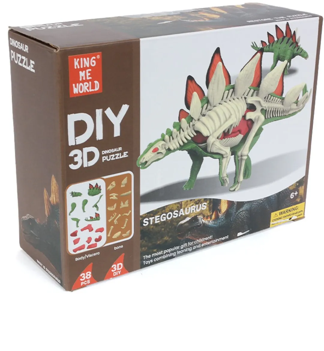 PIA Soft Toys Dino 3D Anatomie Stegosaurus - Groen/Rood/Wit - afbeelding 6 van 6