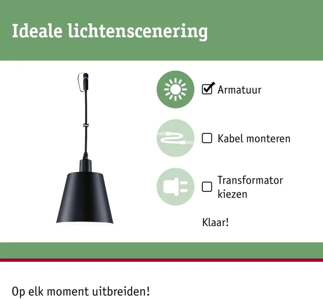Paulmann Plug & Shine Hanglamp Kofia IP44 2W - Antraciet