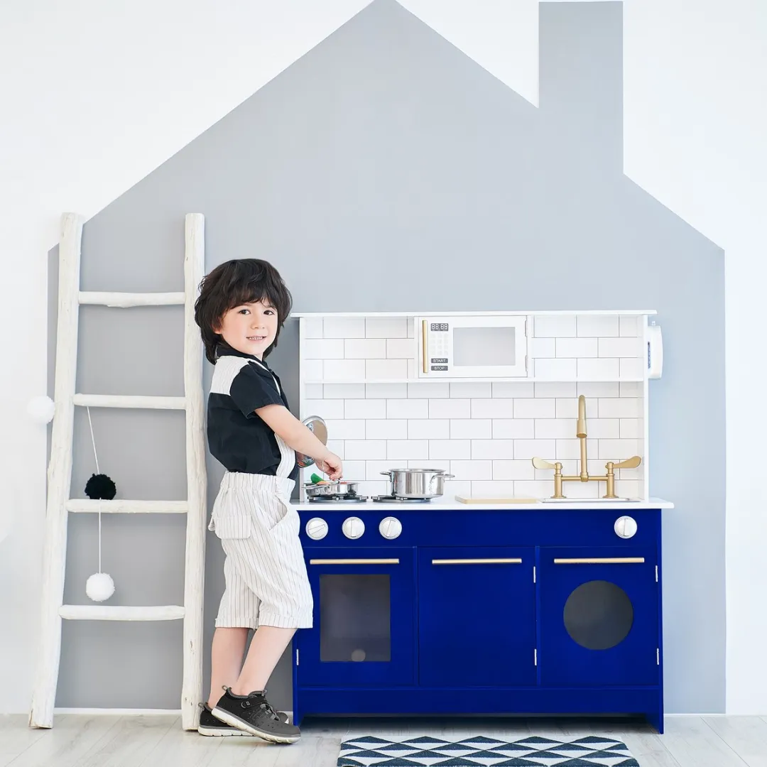 Teamson Kids Modern Houten Speelkeuken Wit/Blauw