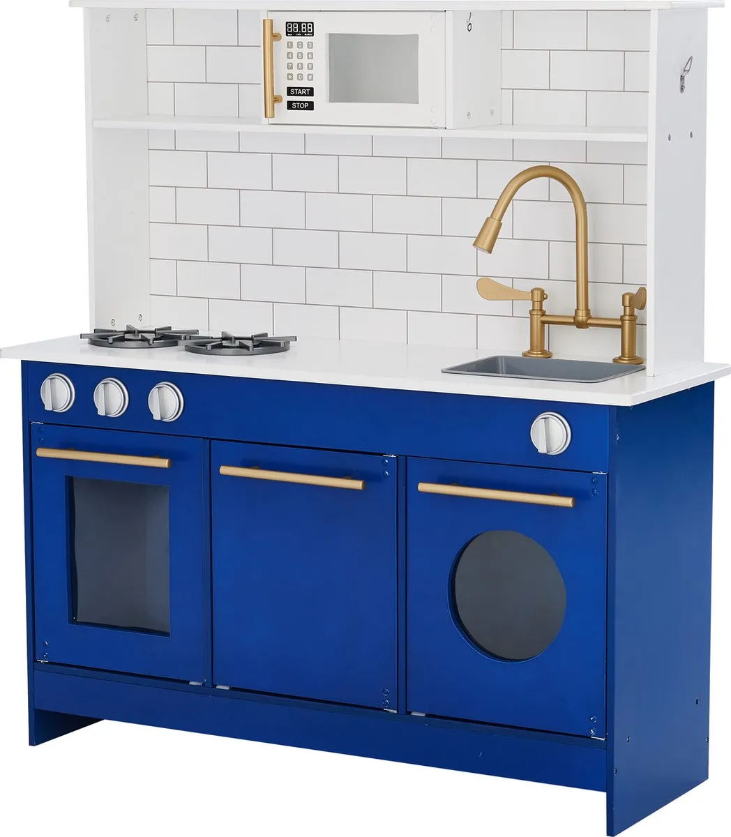 Teamson Kids Modern Houten Speelkeuken Wit/Blauw
