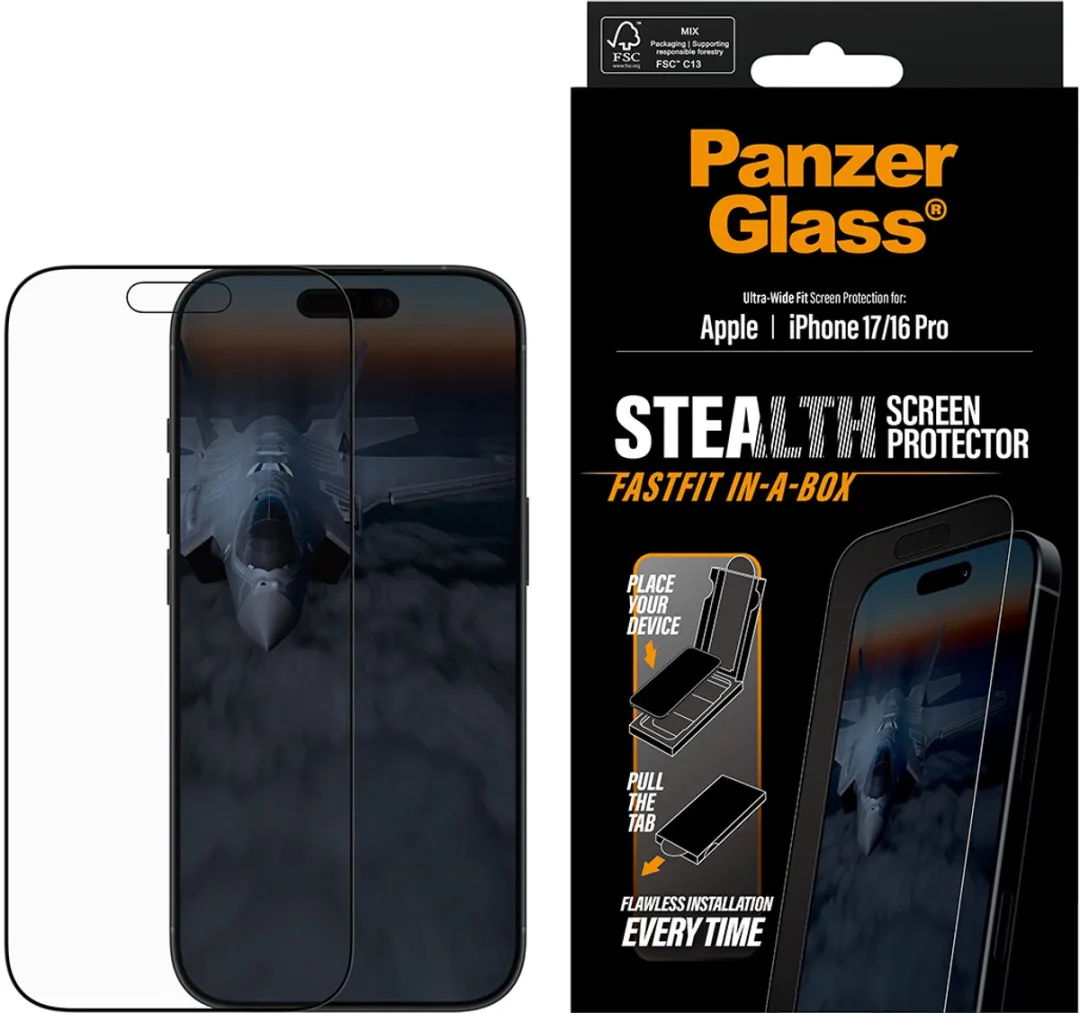 PanzerGlass Stealth Ultra Wide Fit iPhone 17 Screenprotector FastFit