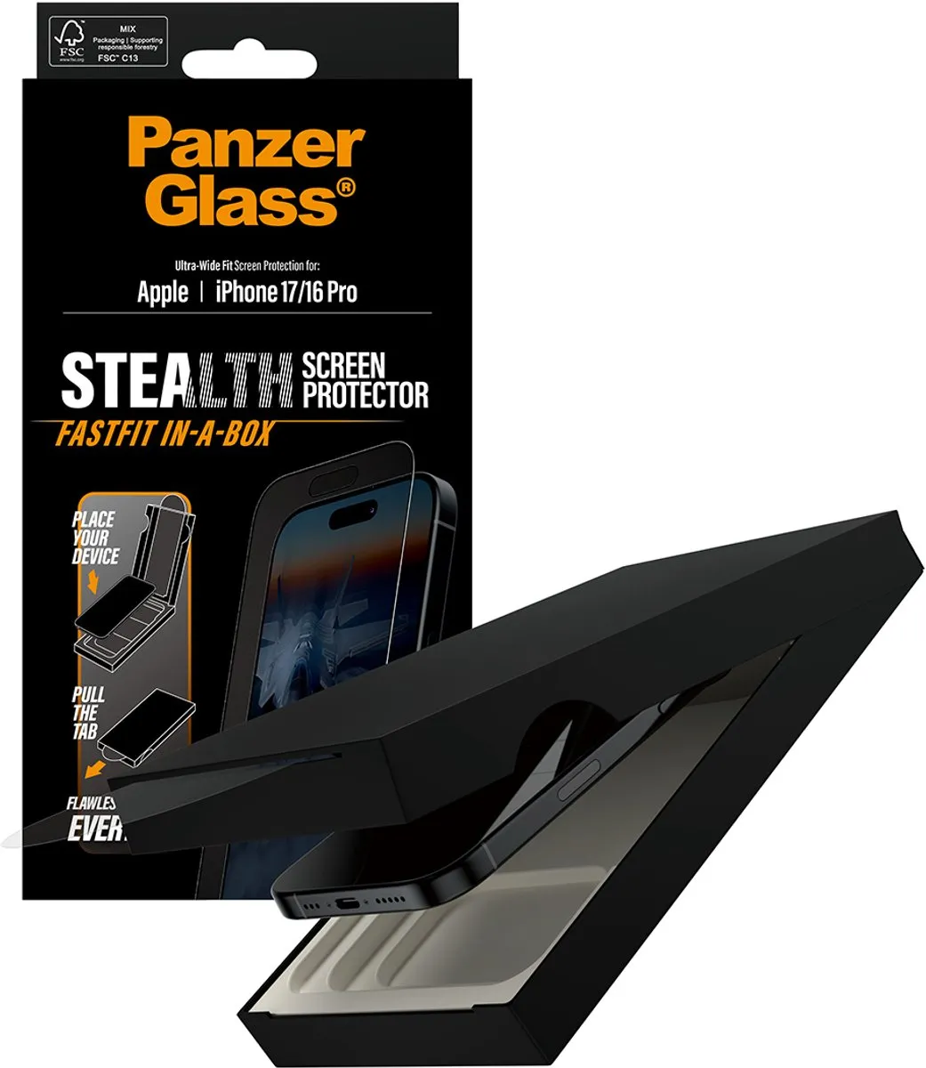 PanzerGlass Stealth Ultra Wide Fit iPhone 17 Screenprotector FastFit