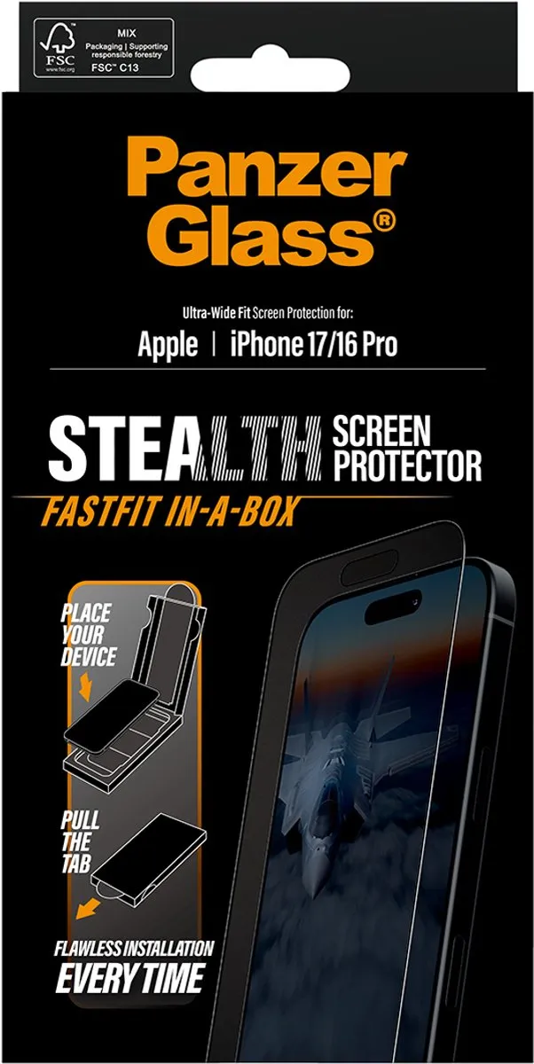 PanzerGlass Stealth Ultra Wide Fit iPhone 17 Screenprotector FastFit