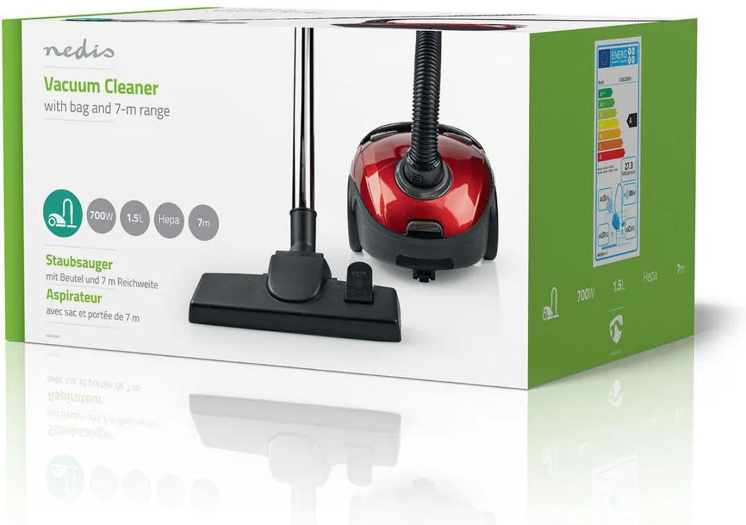 Nedis VCBG100RD Stofzuiger - 700W - 1.5L - Hepa - Antraciet/Rood - afbeelding 6 van 6