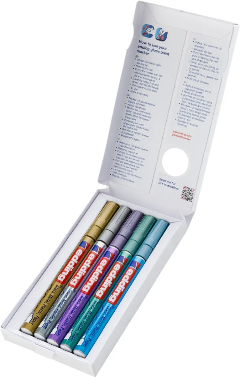 edding 780/5 S Glanslakmarkers Metallic - 0,8mm - 5 Stuks - Meerkleurig - afbeelding 6 van 6