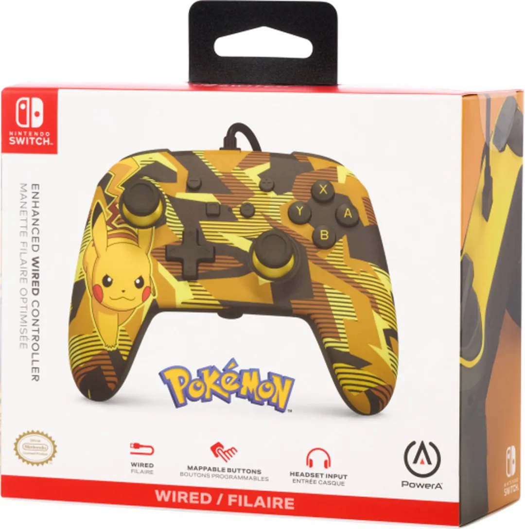 POWERA NSGP0094-01 Geavanceerde Bedrade Controller Nintendo Switch - Camo-Storm Pikachu
