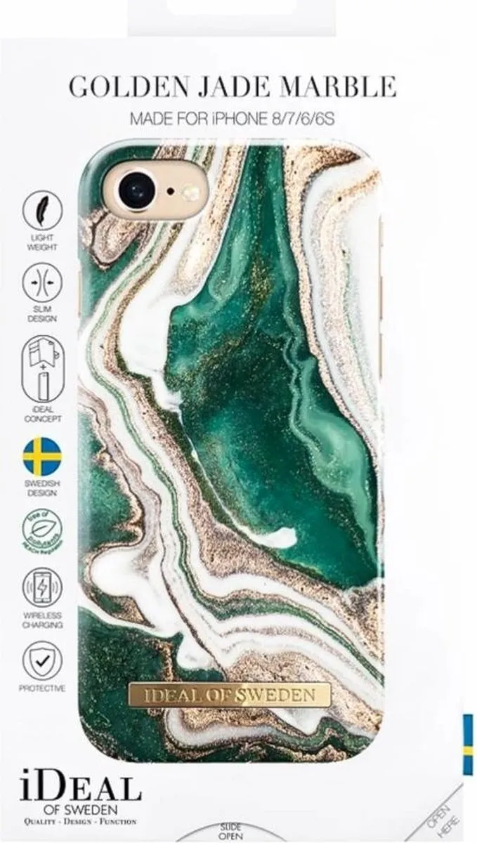 iDeal of Sweden iPhone SE2/8 Backcover - Golden Jade Marble - afbeelding 6 van 6
