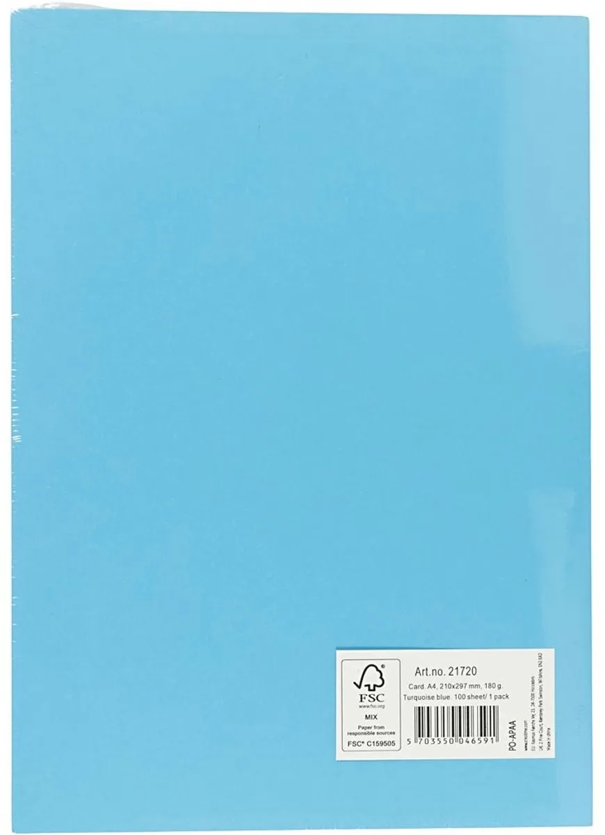 Creativ Company Blauw A4 Karton 180g - 100 Vel - 21x29,7cm