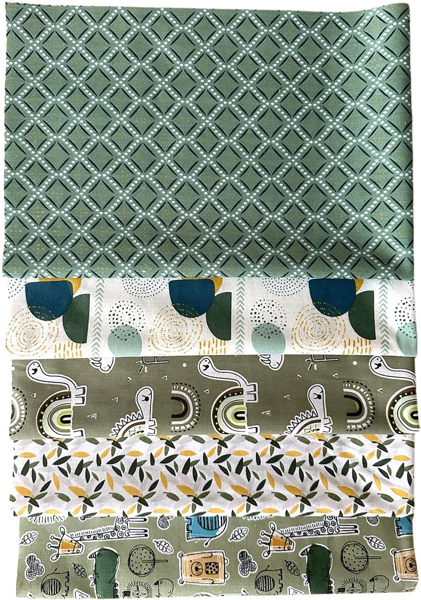 BINK Bedding Quilt Patchwork Lapjesstof 5 Stuks - 60x40cm - Groen