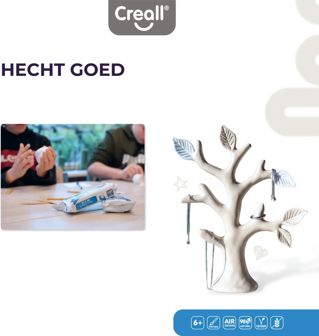 Creall Do & Dry | Luchtdrogende klei kleur Wit| 1 x 500g | Made in Holland | Zacht en klaar voor gebruik | Made in Holland | Knutselwerk kinderen, school, hobby, DIY en creatieve projecten
