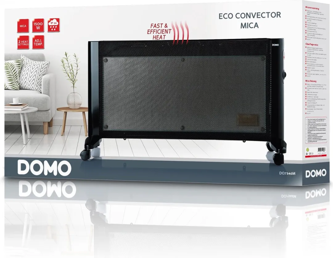 Domo DO7346M Convectorkachel 1500W - Badkamer - Zwart