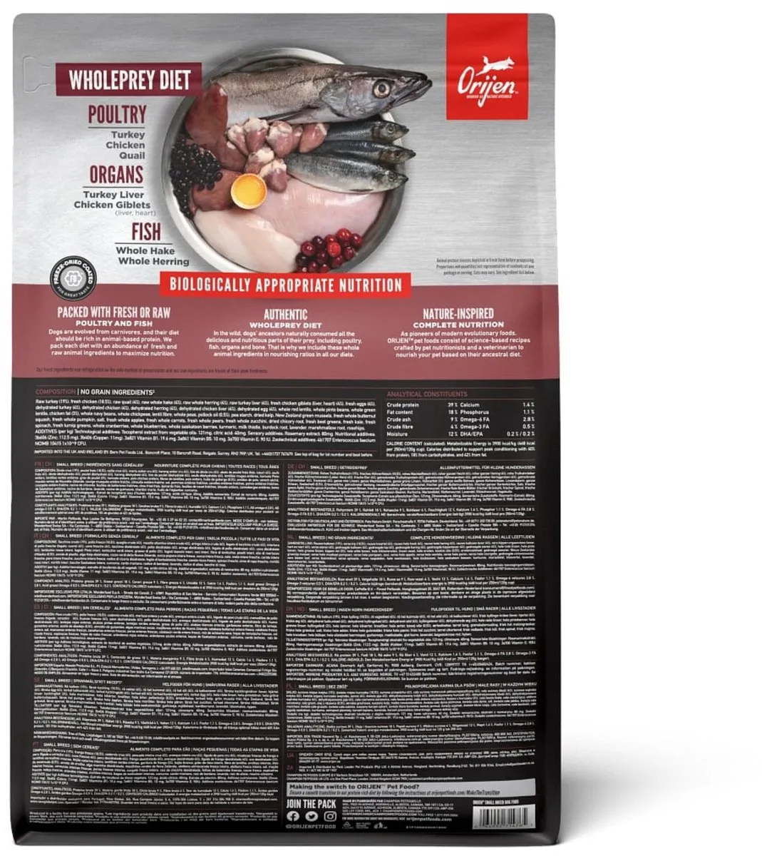 Orijen Small Breed - Hondenvoer - Graanvrij - Huid & Vacht - Algemene Gezondheid