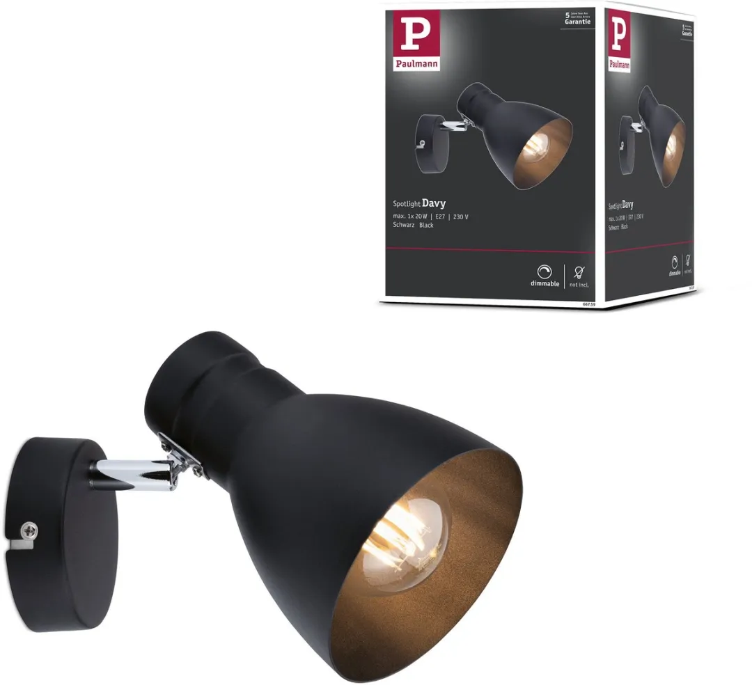 Paulmann Spotlight Davy E27 20W - Zwart