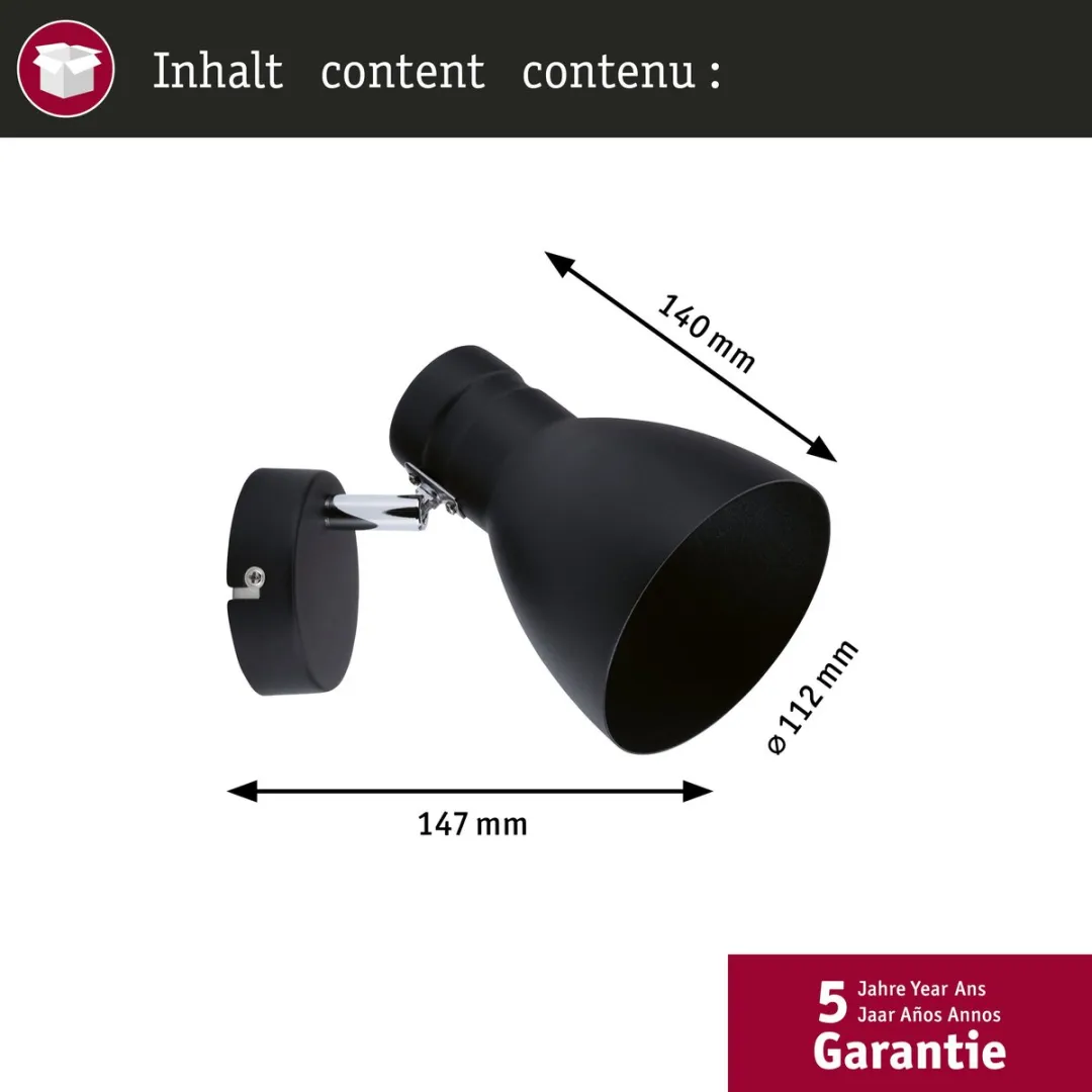 Paulmann Spotlight Davy E27 20W - Zwart - afbeelding 6 van 6